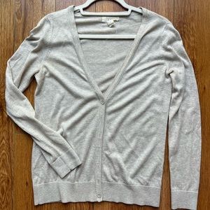 Beige lightweight button up sweater cardigan